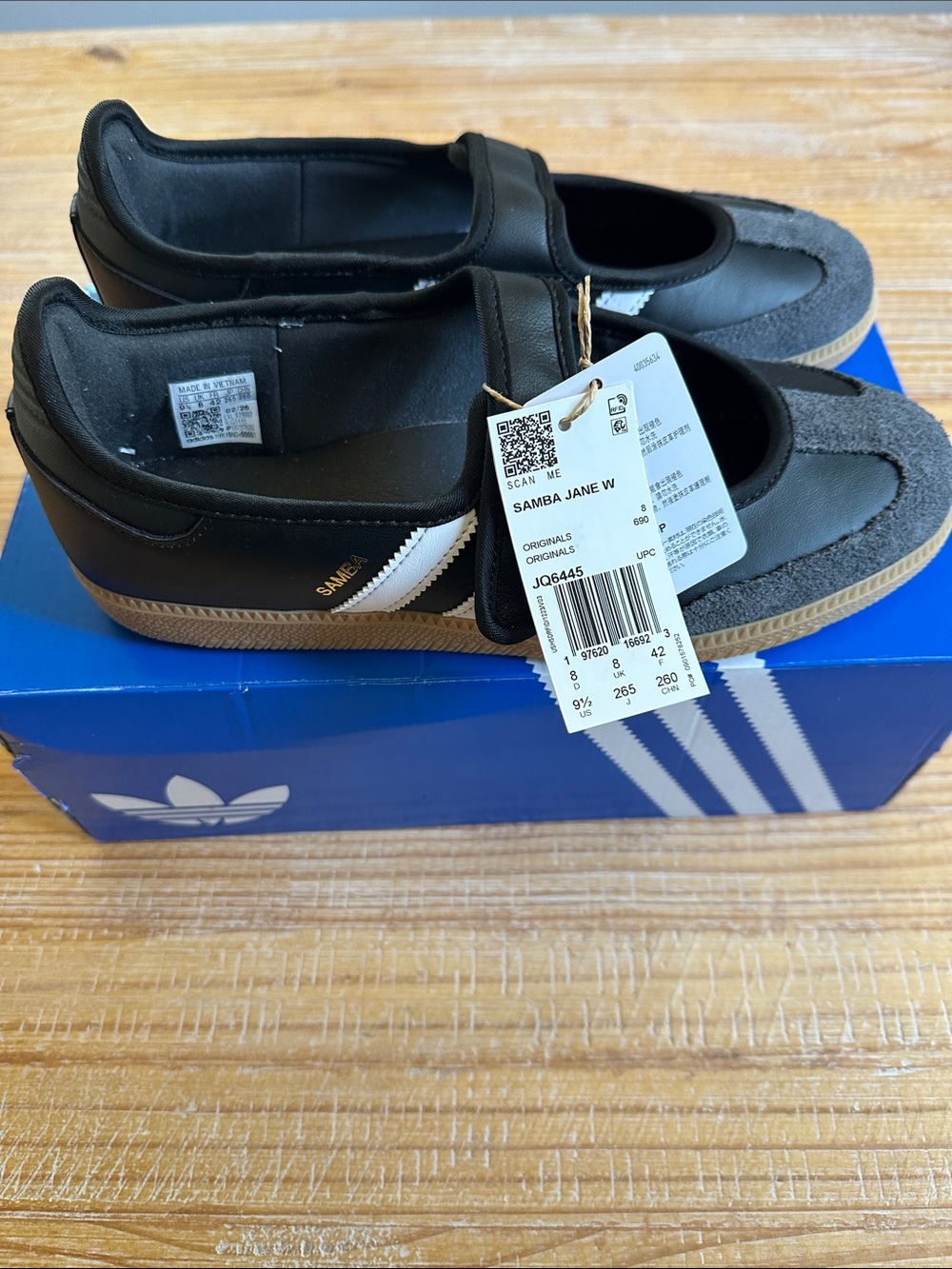 Adidas Black & White Women's Samba Mary Jane Sneakers with Velcro Strap - Picture 2 of 7